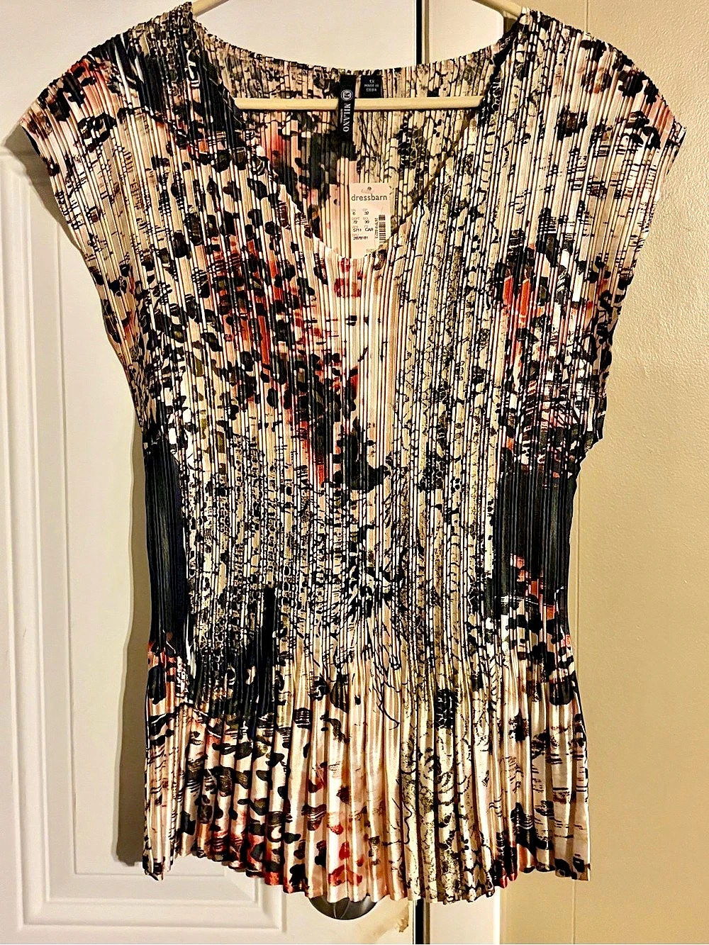 dressbarn Abstract Pleated Tunic in Pink & Black Size 1X NWT